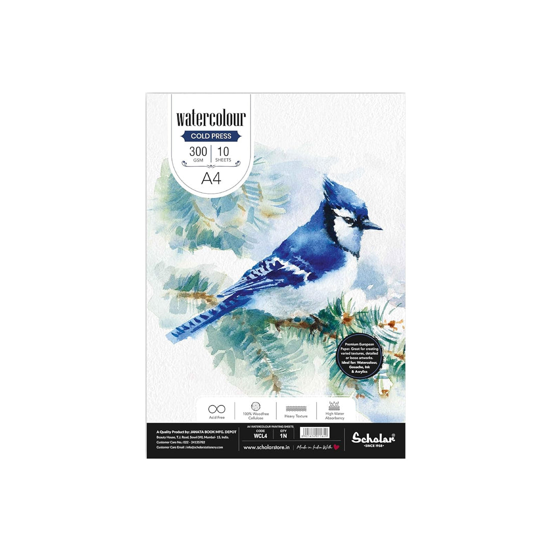 Scholar Watercolour Cold Pressed Paper Cut Packs 300 GSM Rough Texture - Retail Maharaj