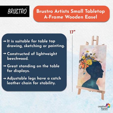 Brustro Artists' Tabletop A-Frame Wooden Easel 17 - Retail Maharaj