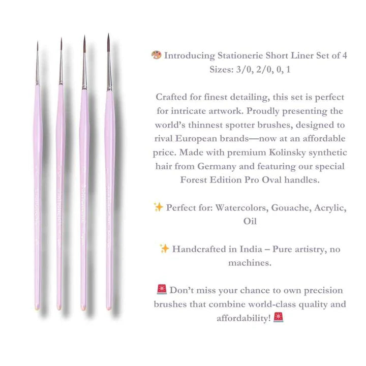 Retail Maharaj Short Liner Brush Set of 4 Lilac Mist Edition, Kolinsky Synthetic - Retail Maharaj