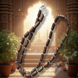 Natural Dark Brown Shyama Tulsi Beads Kanthi Mala with Silver Balls – Premium Classic Trendy Spiritual Necklace - Retail Maharaj