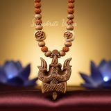 Lord Shiva Trishul Damru Original Tulsi Locket With Panchmukhi Rudraksha Mala | Sacred Tulsi & Rudraksha Beads Mala for Devotion, Meditation & Spiritual Protection - Retail Maharaj