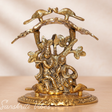 Radha Krishna Playing Flute Under Tree | Gold Antique Metal Idol for Home Décor & Pooja Room - Retail Maharaj
