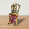 Modern Chair Ganesha Metal Statue Reading Ramayan with Stone Work Showpiece for Home Glossy Finish Ganpati Idol - Retail Maharaj