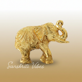 Decorative Golden Elephant Statue Trunk Up Metal Figurine Traditional Design (12 cm x 9.5 cm x 6 cm) - Retail Maharaj