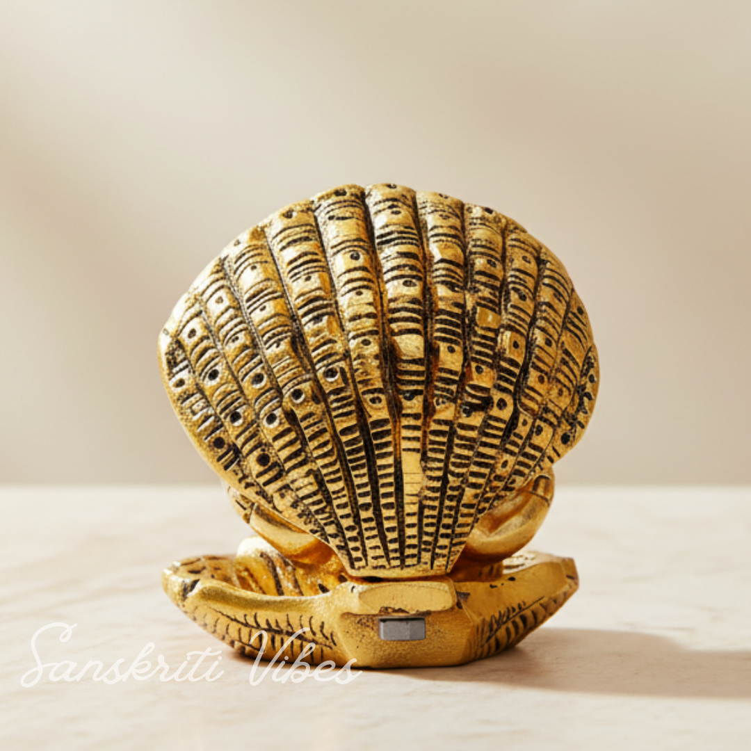 Gold Plated Ganesha Ji in Sheep Metal Statue for Pooja Room Showpiece for Home Glossy Finish Ganpati Idol - Retail Maharaj
