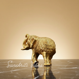 Decorative Golden Elephant Statue Trunk Up Metal Figurine Traditional Design (12 cm x 9.5 cm x 6 cm) - Retail Maharaj