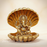 Gold Plated Ganesha Ji in Sheep Metal Statue for Pooja Room Showpiece for Home Glossy Finish Ganpati Idol - Retail Maharaj