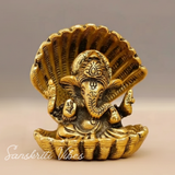 Gold Plated Ganesha Ji in Sheep Metal Statue for Pooja Room Showpiece for Home Glossy Finish Ganpati Idol - Retail Maharaj