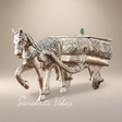 Horse Cart Metal Statue Aluminum Plated Silver Finish Showpiece Murti for Home, Office Table and Car Dashboard Décor - Retail Maharaj
