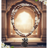 Beautiful Design Radha Krishna Silver Locket with Tulsi Mala Spiritual Rosary for Devotion