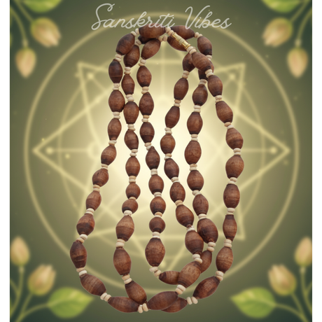Mridanga Shape Shyama Tulsi Beads 3 Round Kanthi Mala - Sacred Neckwear for Spiritual Devotion - Retail Maharaj