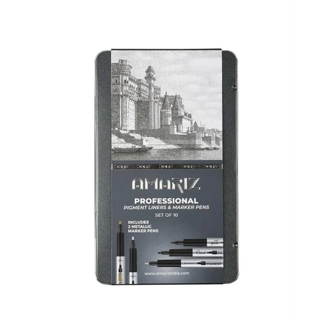 Doms Amaritz Professional Pigment Liner and Marker Pen Set of 10 - Retail Maharaj