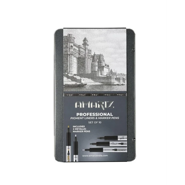 Doms Amaritz Professional Pigment Liner and Marker Pen Set of 10 - Retail Maharaj