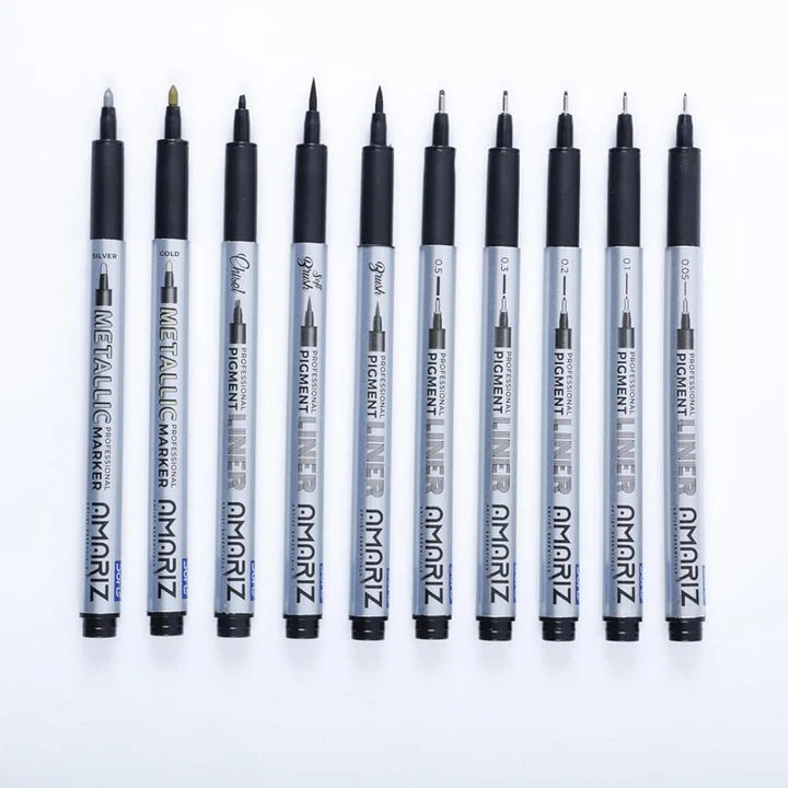 Doms Amaritz Professional Pigment Liner and Marker Pen Set of 10 - Retail Maharaj
