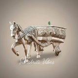 Horse Cart Metal Statue Aluminum Plated Silver Finish Showpiece Murti for Home, Office Table and Car Dashboard Décor - Retail Maharaj