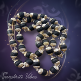 Black Shyma Tulsi Mala with Silver Caps Spiritual Rosary for Devotion and Protection - Retail Maharaj