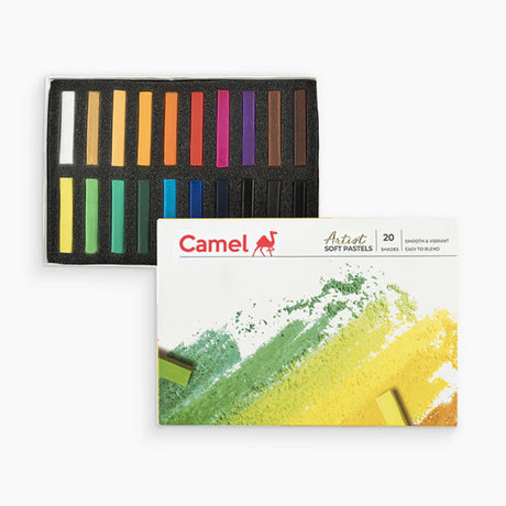 Camel Artist Soft Pastels Set of 20 Assorted Shades – High-Quality, Smooth & Blendable Colors for Art and Craft - Retail Maharaj