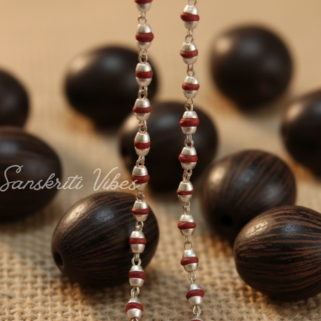 Dark Tulsi Beads Mala with Sterling Silver Spiritual Rosary for Devotion – 3.8 Gm - Retail Maharaj