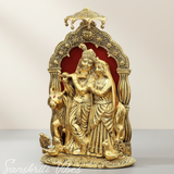 Metal Radha Krishna with Cow Idol | 33 cm Ornate Decorative Showpiece for Puja Room, Home & Office - Retail Maharaj