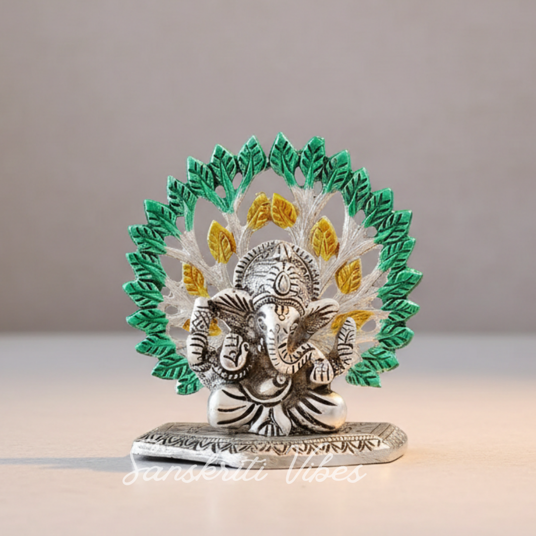 Sanskriti Vibes Metal Home Decorative Kalpavriksha Tree with Ganesh Ji Idols – Silver Plated - Retail Maharaj