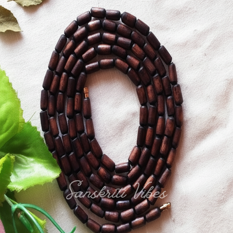 Natural Brown Shyama Pure Tulsi Beads Kanthi Mala - Sacred Neckwear for Spiritual Practices and Devotion - Retail Maharaj
