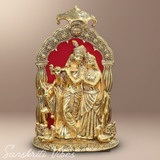 Metal Radha Krishna with Cow Idol | 33 cm Ornate Decorative Showpiece for Puja Room, Home & Office - Retail Maharaj