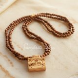 Shri Radhey Radhey Small Bhaktmal Locket with Shyma Tulsi Kanthi Mala – Devotional Necklace for Spiritual Practices - Retail Maharaj