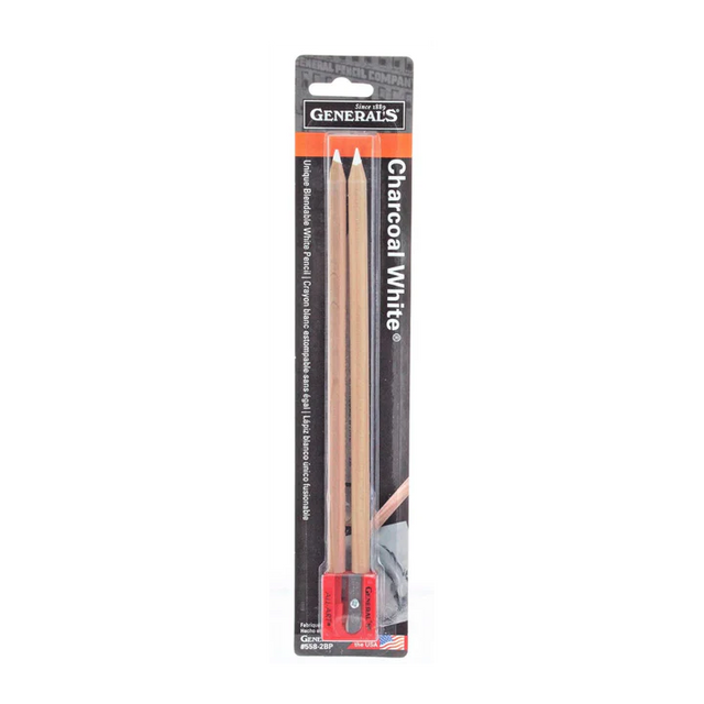 General Pencil White Charcoal Pencil Set 2B for Highlighting Sketching and Shading - Retail Maharaj