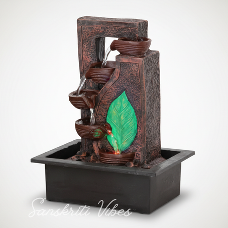 Decorative Waterfall Design Table Top Colour Changing Lights Fountain Polyresin Showpiece for Home and Office Décor (40 cm) - Retail Maharaj