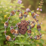 Om Tulsi Locket with Silver Tulsi Mala Spiritual Rosary for Devotion and Protection - Retail Maharaj