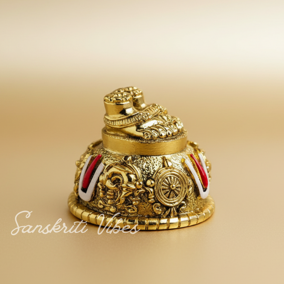 Lord Venkateswara Swami Tirupati Balaji Vishnu Charan Paduka with Shankh Chakra Tilak | Divine Paduka for Pooja Room, Home Temple & Car Dashboard - Retail Maharaj