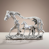 Golden Elegant Metal Horse Family Showpiece Statue for Wealth, Feng Shui and Vastu Home and Office Décor - Retail Maharaj