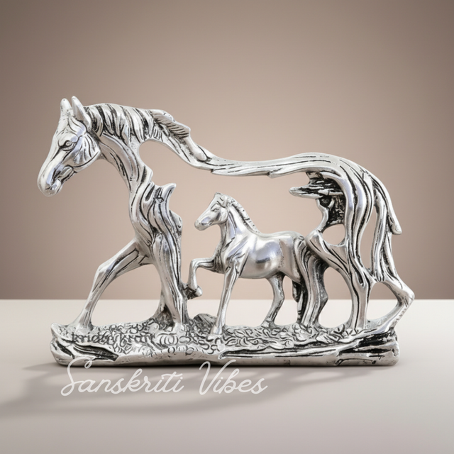 Golden Elegant Metal Horse Family Showpiece Statue for Wealth, Feng Shui and Vastu Home and Office Décor - Retail Maharaj