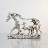Golden Elegant Metal Horse Family Showpiece Statue for Wealth, Feng Shui and Vastu Home and Office Décor - Retail Maharaj