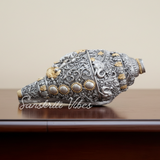 Sanskriti Vibes Decorative Lord Ganesha Shank – Silver Toned Conch Shell (12 cm x 6 cm) - Retail Maharaj