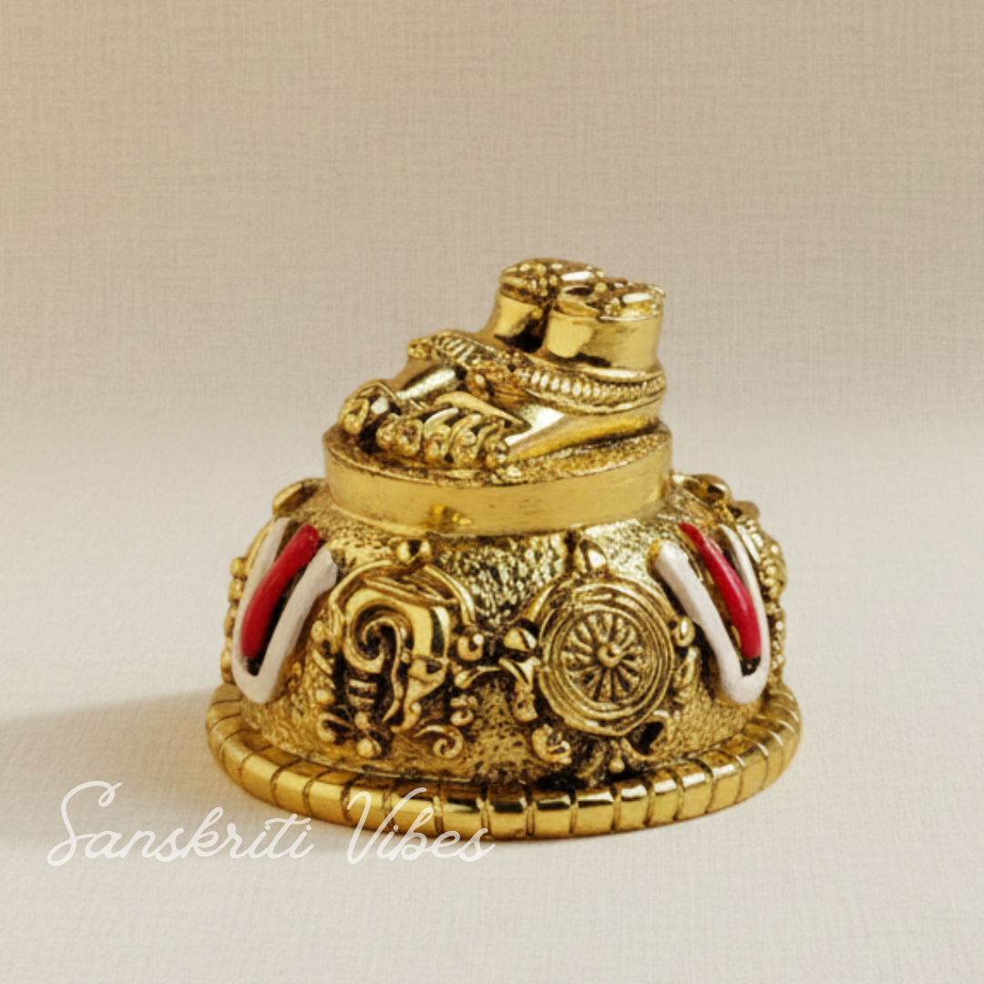 Lord Venkateswara Swami Tirupati Balaji Vishnu Charan Paduka with Shankh Chakra Tilak | Divine Paduka for Pooja Room, Home Temple & Car Dashboard - Retail Maharaj