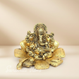 Gold Plated Antiques Ganesha Ji On Flower For Pooja Room Decorative Showpiece For Home - Retail Maharaj