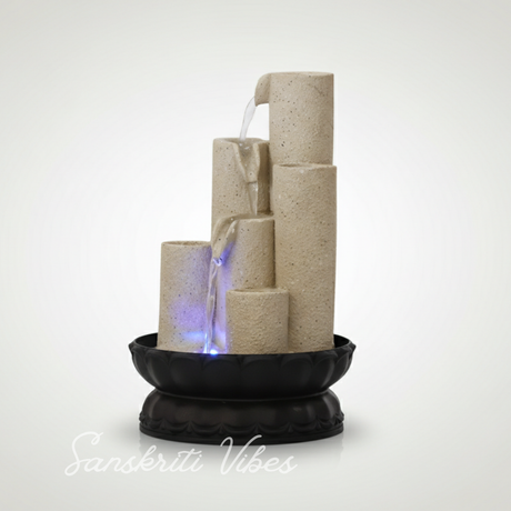 Decorative Waterfall Design Table Top Colour Changing Lights Fountain Polyresin Showpiece for Home and Office Décor (30 cm) - Retail Maharaj