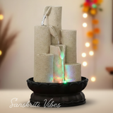 Decorative Waterfall Design Table Top Colour Changing Lights Fountain Polyresin Showpiece for Home and Office Décor (30 cm) - Retail Maharaj