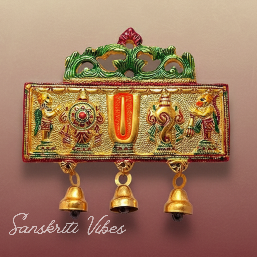 Tirupati Balaji Shankh Chakra Tilak Symbol with Hanuman Ji & Garud Statue | Decorative Wall & Door Hanging for Home Temple & Entrance - Retail Maharaj