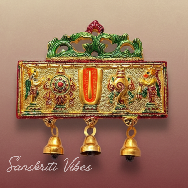 Tirupati Balaji Shankh Chakra Tilak Symbol with Hanuman Ji & Garud Statue | Decorative Wall & Door Hanging for Home Temple & Entrance - Retail Maharaj