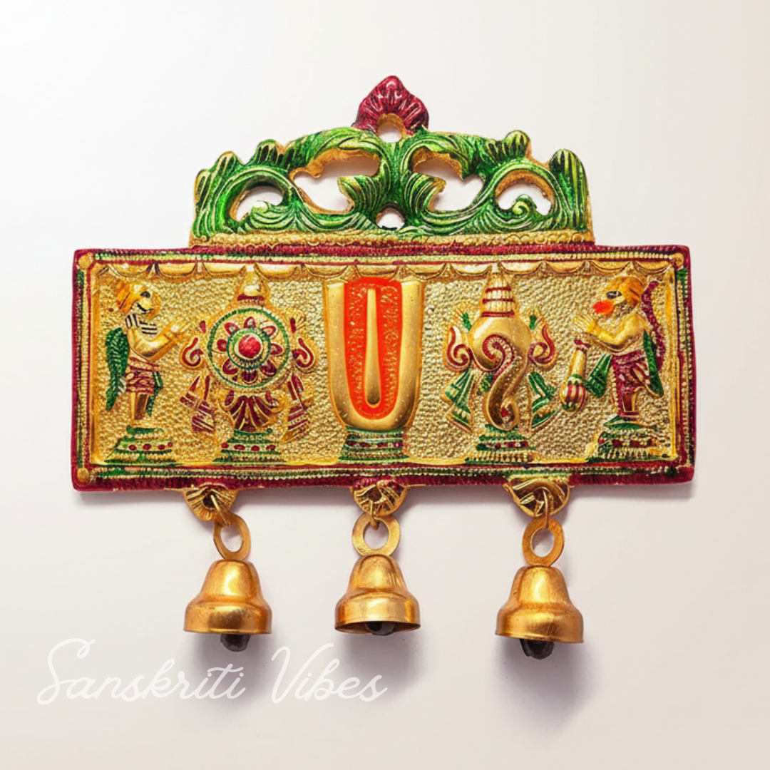 Tirupati Balaji Shankh Chakra Tilak Symbol with Hanuman Ji & Garud Statue | Decorative Wall & Door Hanging for Home Temple & Entrance - Retail Maharaj