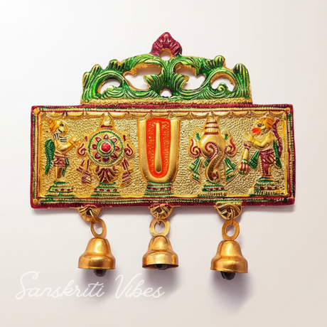 Tirupati Balaji Shankh Chakra Tilak Symbol with Hanuman Ji & Garud Statue | Decorative Wall & Door Hanging for Home Temple & Entrance - Retail Maharaj