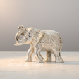 Decorative Silver Elephant Trunk Up Silver Plated Metal Statue Intricately Carved Figurine (12 cm x 9.5 cm) - Retail Maharaj