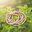 Cream Counting Radha Carved Beads Tulsi Kanthi Mala 3 Round – Premium Quality for Spiritual Practices - Retail Maharaj