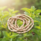 Cream Counting Radha Carved Beads Tulsi Kanthi Mala 3 Round – Premium Quality for Spiritual Practices - Retail Maharaj