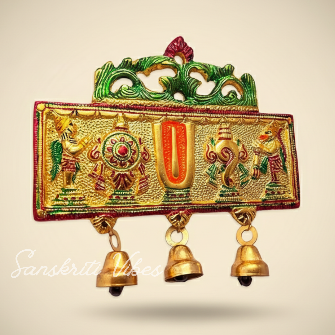 Tirupati Balaji Shankh Chakra Tilak Symbol with Hanuman Ji & Garud Statue | Decorative Wall & Door Hanging for Home Temple & Entrance - Retail Maharaj