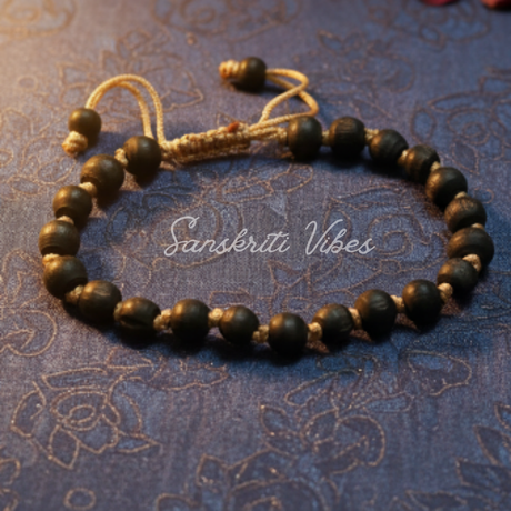 Traditional Shyama Black Tulsi Round Beads Bracelet – Handcrafted Devotional & Spiritual Bracelet - Retail Maharaj