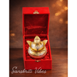 Gold-Silver Plated Pooja Kalash with Coconut and Leaves Decorative Kalash with Royal Velvet Box for Home and Temple (Pack of 1) - Retail Maharaj