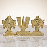 Tirupati Balaji Shankh Chakra Namah Symbol Stand | Gold-Plated Antique Decorative Idol for Car Dashboard & Home Temple - Retail Maharaj